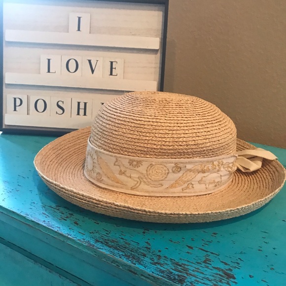 Helen Kaminski Accessories - Helen Kaminski Raffia Sun Hat With Ribbon